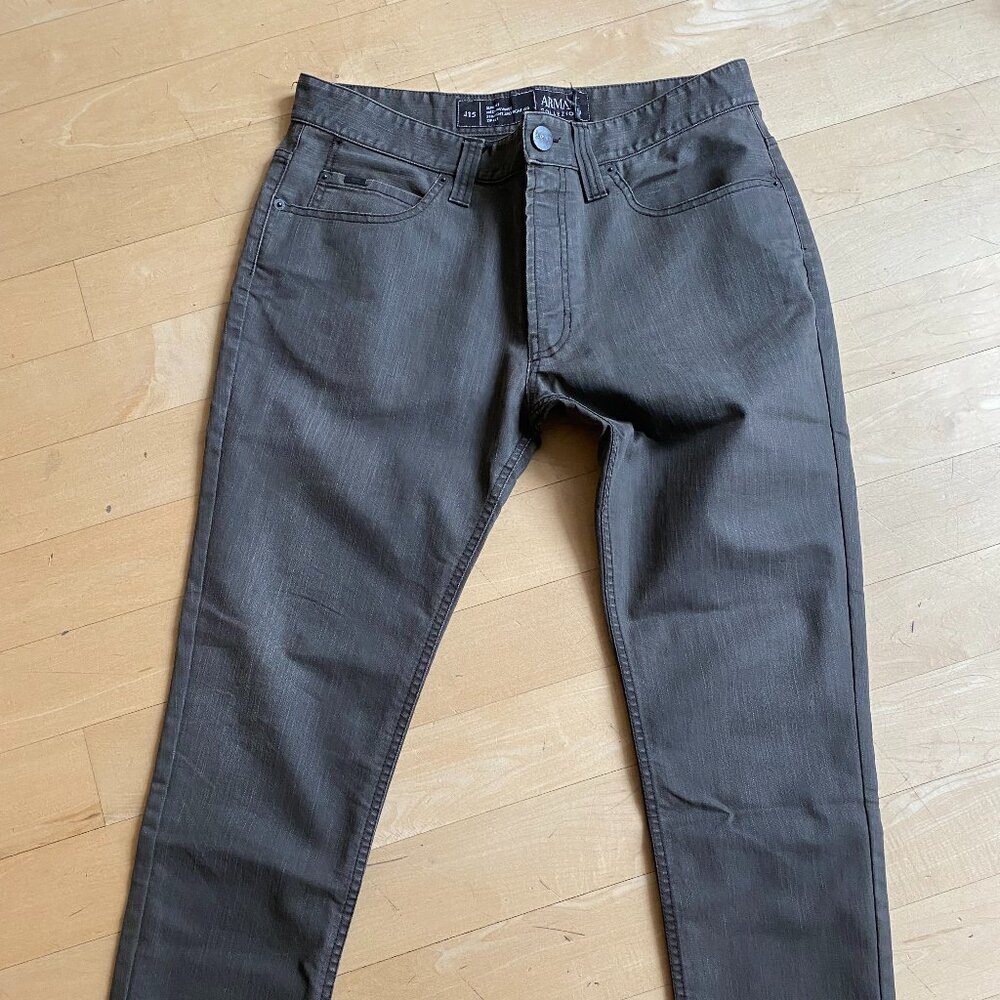 Armani Collezioni mens jeans sz 33 gray slim fit zip fly